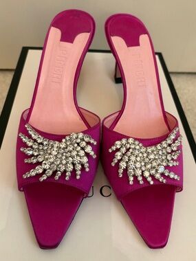 Piferi dark pink rhinestone mules